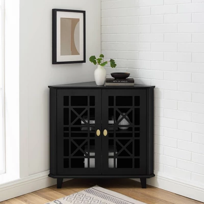 2 Door Corner Accent Cabinet With Fretwork Doors - Saracina Home - Image 5