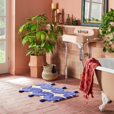 Concentric Wave Blue Bath Rug Blue - Opalhouse™ Designed With Jungalow™