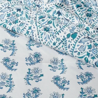 12pc Reversible Paisley Print Comforter & Sheets Set Blue/Dark Teal Blue - Threshold™ - Image 4