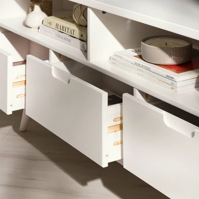 Cara Mid-Century Modern 3 Drawer Corner TV Stand For TVs Up To 58" - Saracina Home - Image 11