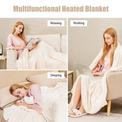 Tangkula 62"x84"/84"x90" Heated Blanket Twin/Queen Size Electric Heated Throw Blanket W/ Timer - Image 6