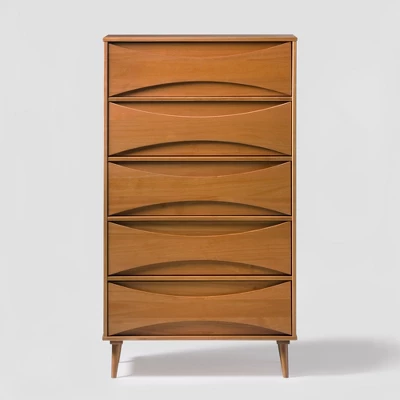 Mid-Century Modern Contoured 5 Drawer Chest Of Drawers - Saracina Home - Image 17