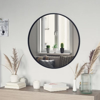 Emma And Oliver Wall Mounted Mirror With Iron Frame, Silver Backing And Shatterproof Glass For Entryways, Bathrooms And More