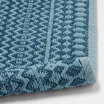 20"x32" Mixed Texture Chenille Bath Rug Teal Blue - Threshold™ - Image 3
