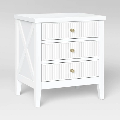 Wrentham Beadboard Farmhouse 3 Drawer Nightstand White - Threshold™ - Image 2