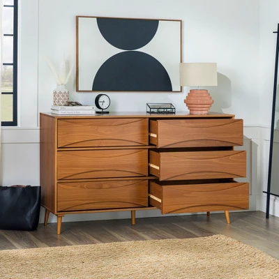 Mid-Century Modern Contoured 6 Drawer Dresser - Saracina Home - Image 5