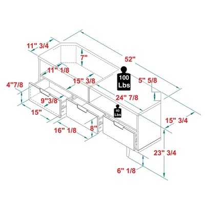 Cara Mid-Century Modern 3 Drawer Corner TV Stand For TVs Up To 58" - Saracina Home - Image 9