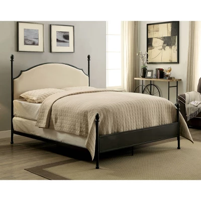 Geraldine Upholstered Headboard Poster Panel Bed Powder Coated Gun Metal - HOMES: Inside + Out