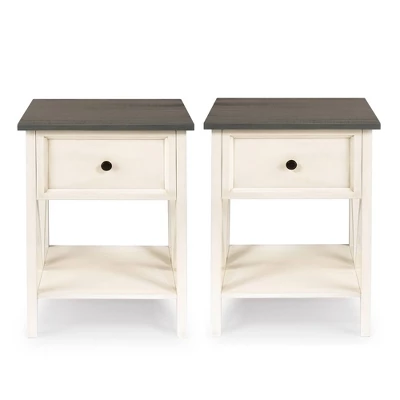 Set Of 2 Farmhouse Single Drawer V Frame Nightstands - Saracina Home - Image 12