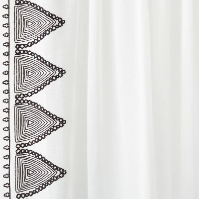 1pc Light Filtering Diamond Border Window Curtain Panel White - Opalhouse™ Designed With Jungalow™ - Image 3