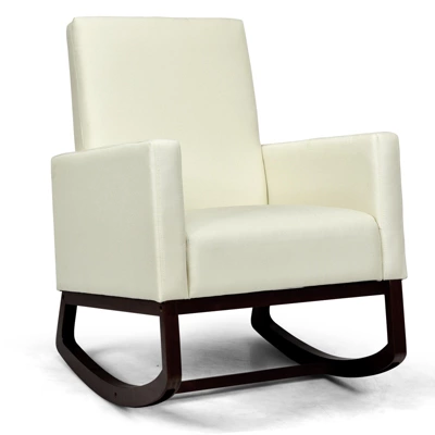 Tangkula 2-in-1 Upholstered Rocking Chair With Wood Leg & Pillow Relax Sofa Chair Light Grey/Beige/Dark Gray - Image 10