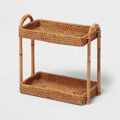 Natural Woven Tiered Vanity Bathroom Tray - Threshold™ - Image 2