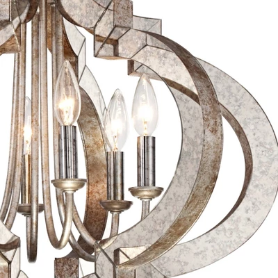 Possini Euro Design Ornament Aged Silver Gold Bronze Chandelier 23 1/4" Wide Industrial 6-Light Fixture For Dining Room Foyer Kitchen Island Entryway - Image 2