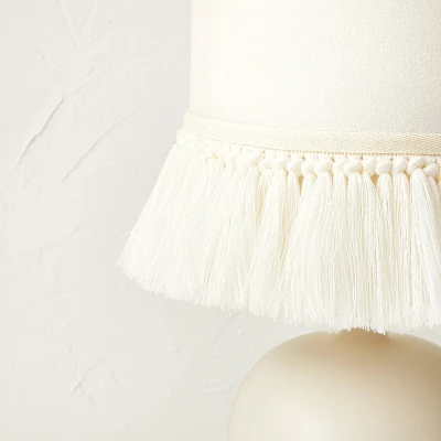 Small Table Lamp With Fringe Shade Off-White (Includes LED Light Bulb) - Opalhouse™ Designed With Jungalow™ - Image 3