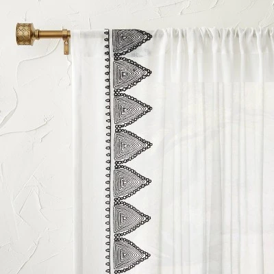 1pc Light Filtering Diamond Border Window Curtain Panel White - Opalhouse™ Designed With Jungalow™ - Image 4