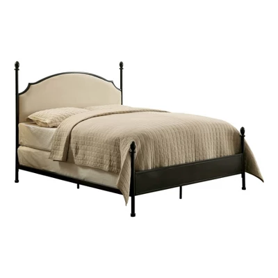 Geraldine Upholstered Headboard Poster Panel Bed Powder Coated Gun Metal - HOMES: Inside + Out - Image 3