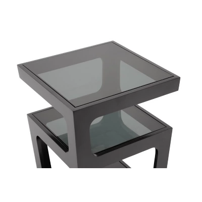 Clara Modern End Table With 3 Tieglass Shelves Black - Baxton Studio - Image 2
