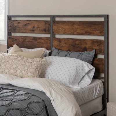 Queen Urban Chic Metal And Wood Plank Bed Brown - Saracina Home - Image 5