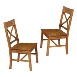 Set Of 2 Traditional Distressed Wood Dining Chairs - Saracina Home