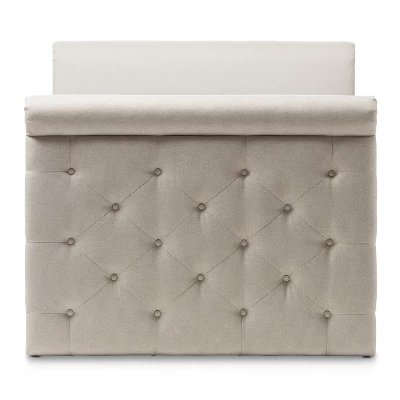 Twin Swanson Modern And Contemporary Fabric Tufted Daybed With Roll-Out Trundle Guest Bed - Baxton Studio - Image 2