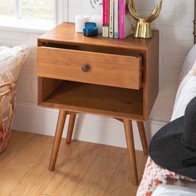 Greenberg 1 Drawer Mid-Century Modern Solid Wood Nightstand - Saracina Home - Image 3