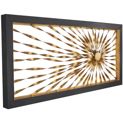Metal Sunburst Coiled Ribbon Wall Decor With Black Frame Gold - Olivia & May - Image 11