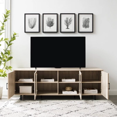 Vik Modern Boho 4 Door Herringbone TV Stand For TVs Up To 80" - Saracina Home - Image 2