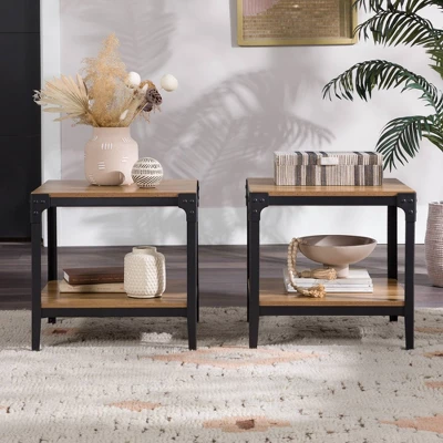 Set Of 2 Benny Urban Industrial Angle Iron Side Tables - Saracina Home - Image 11