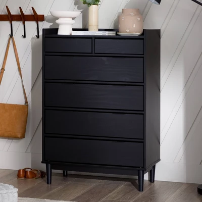 Mid-Century Modern Solid Wood 6 Drawer Vertical Dresser - Saracina Home