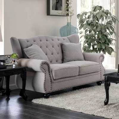 Irving Tufted Loveseat Light Gray - HOMES: Inside + Out - Image 2