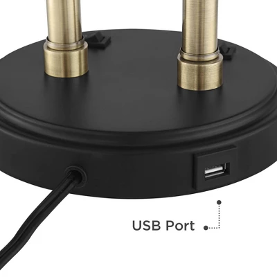 Possini Euro Design Sentry Modern Mid Century Desk Lamp 23" High Black Brass With USB Charging Port LED Adjustable Cone Shade For Bedroom Living Room - Image 5