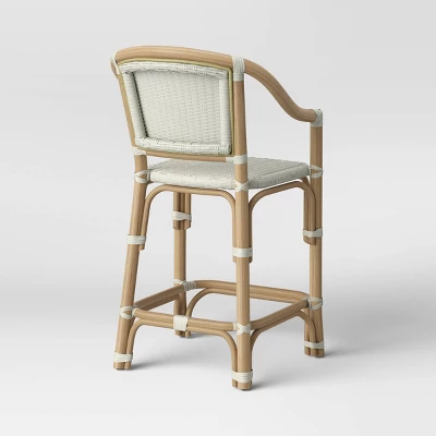 Parksley Rattan And Woven Counter Height Barstool White - Threshold™ - Image 3