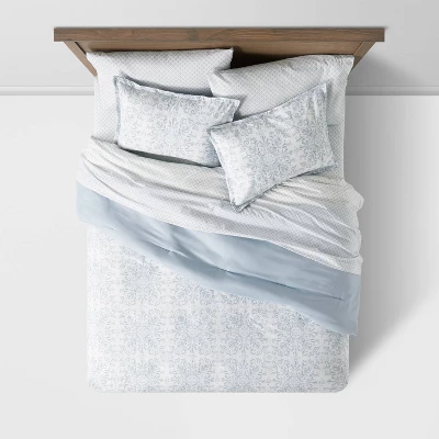 7pc Medallion Comforter Bedding Set With Sheets Blue - Threshold™ - Image 2