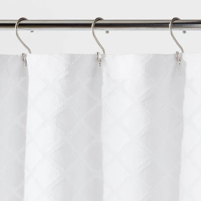 Dyed Clipped Diamond Shower Curtain White - Threshold™ - Image 2