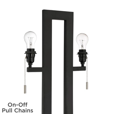 360 Lighting Neil Modern Rustic Table Lamp 26" High Black Metal With USB Charging Port White Rectangular Shade For Bedroom Living Room Bedside Desk - Image 6