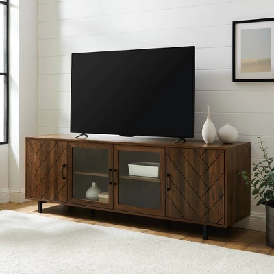 Vik Modern Boho 4 Door Herringbone TV Stand For TVs Up To 80" - Saracina Home - Image 8