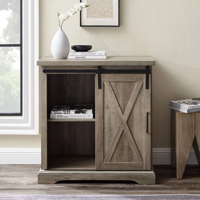 Tertia Industrial Accent Cabinet With Sliding X Barn Door - Saracina Home - Image 7
