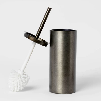 Aluminum Toilet Brush And Holder Set With Aged Metal Finish Gray - Threshold™ - Image 2