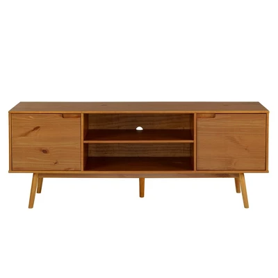 Solid Wood Mid-Century Modern TV Stand For TVs Up To 80" - Saracina Home - Image 2