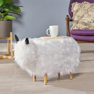 Levi Furry Yak Ottoman - Christopher Knight Home