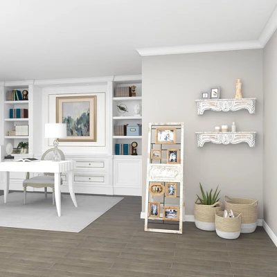 Wood 6 Slot Wall Photo Frame With Floor Stand Brown - Olivia & May - Image 4