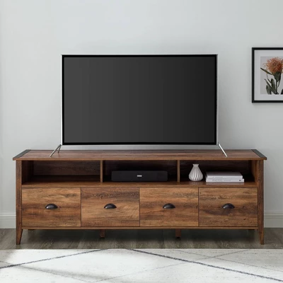 4 Drawer Farmhouse TV Stand For TVs Up To 80" - Saracina Home - Image 9