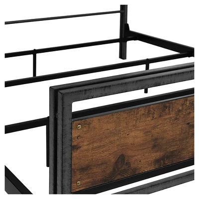 Queen Urban Chic Metal And Wood Plank Bed Brown - Saracina Home - Image 3