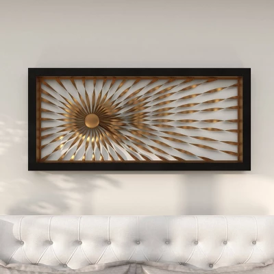 Metal Sunburst Coiled Ribbon Wall Decor With Black Frame Gold - Olivia & May - Image 5