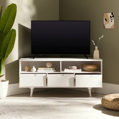 Cara Mid-Century Modern 3 Drawer Corner TV Stand For TVs Up To 58" - Saracina Home - Image 19