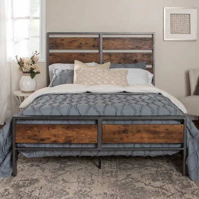 Queen Urban Chic Metal And Wood Plank Bed Brown - Saracina Home - Image 7