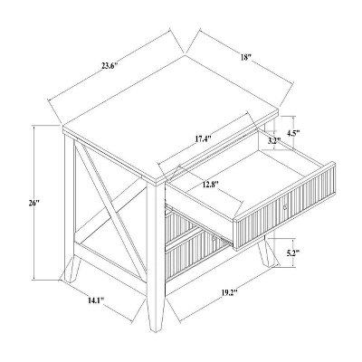 Wrentham Beadboard Farmhouse 3 Drawer Nightstand White - Threshold™ - Image 4