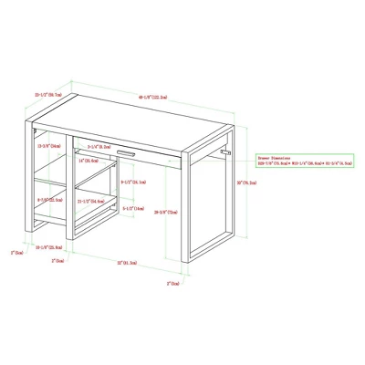48" Industrial Farmhouse Tech Desk With USB Dark Walnut - Saracina Home - Image 5
