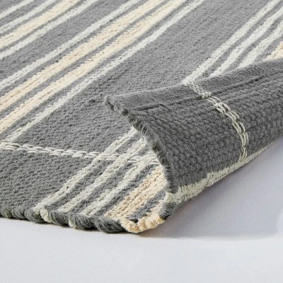 Wool Blend Variegated Stripe Area Rug Dark Gray - Hearth & Hand™ With Magnolia - Image 3