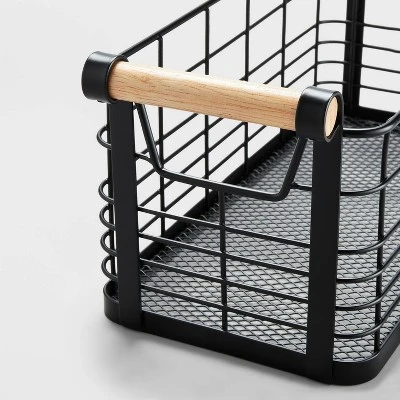 Rectangular Wire Natural Wood Handles Basket - Brightroom™ - Image 2